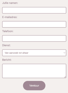 Aura Weddings Webdesign Contactformulier