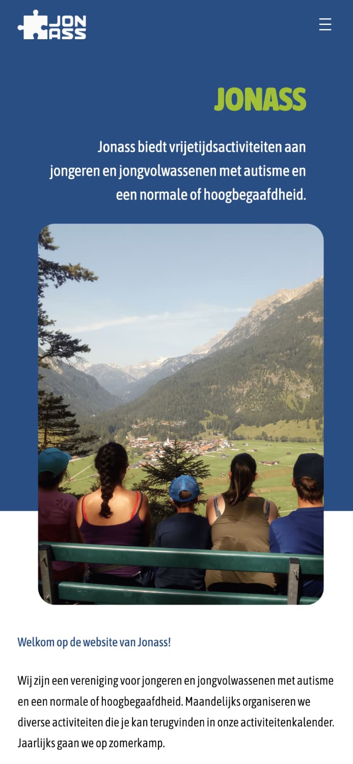 Een jeugdwerksite van een jeugdbewging gemaakt door Nomu Web Agency