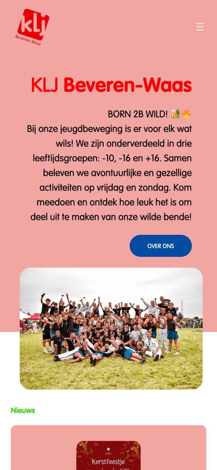 Een jeugdwerksite van een jeugdbewging gemaakt door Nomu Web Agency