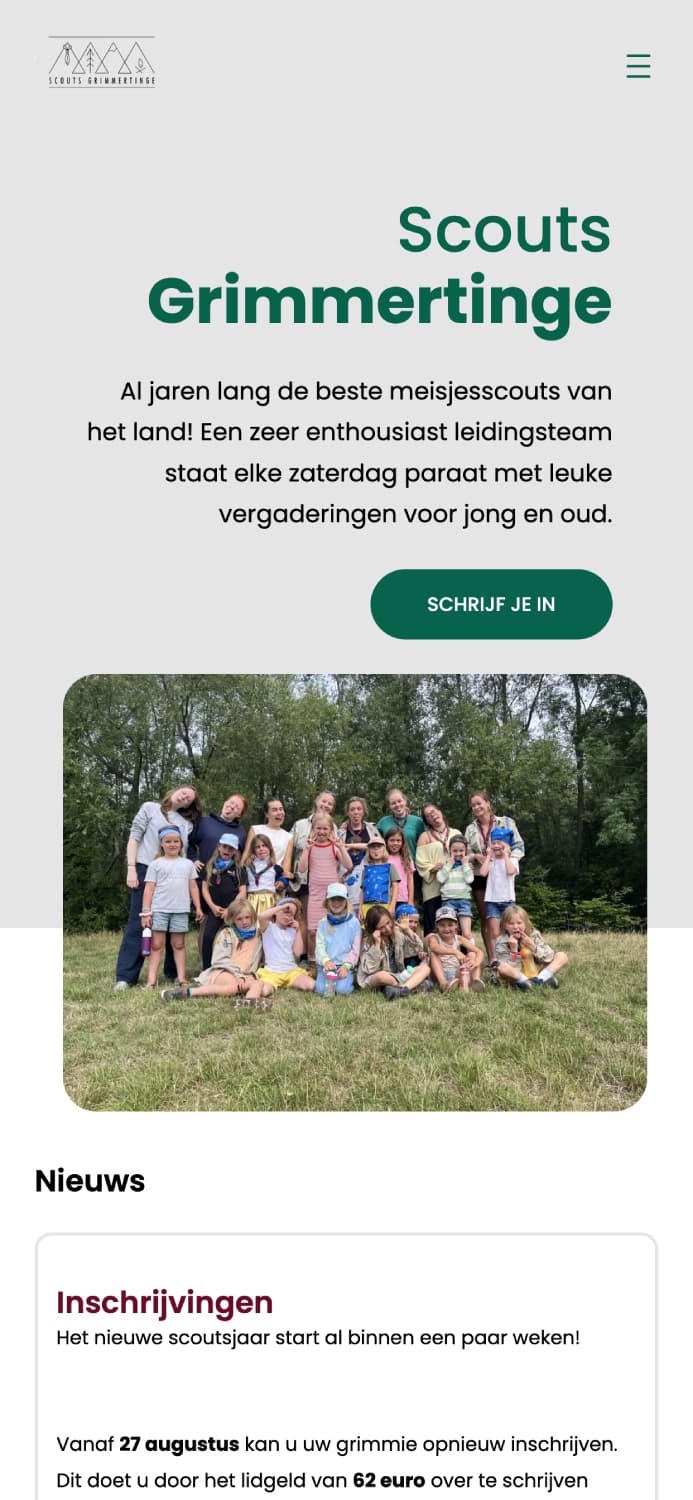 Een jeugdwerksite van een jeugdbewging gemaakt door Nomu Web Agency