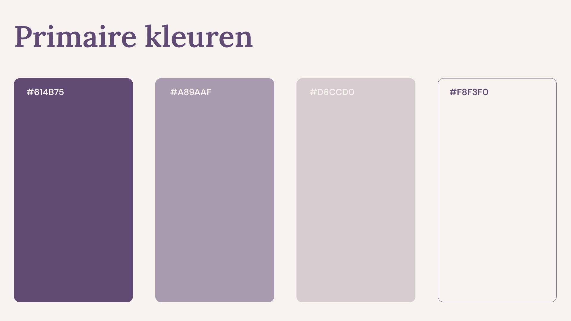 De primaire kleuren in de brand guidelines van Lieflingen