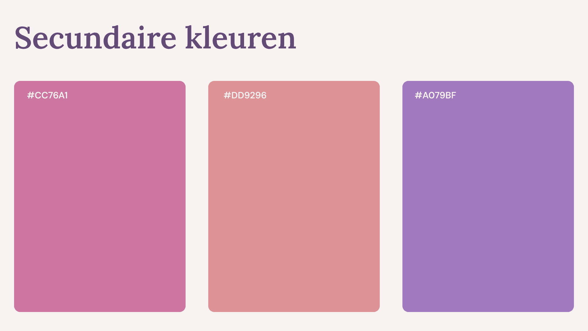 De secundaire kleuren in de brand guidelines van Lieflingen