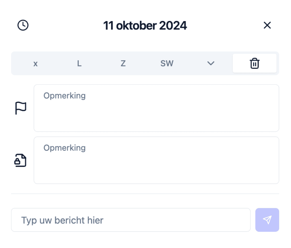 Shiftplanning met ruimte voor dagelijkse opmerkingen
