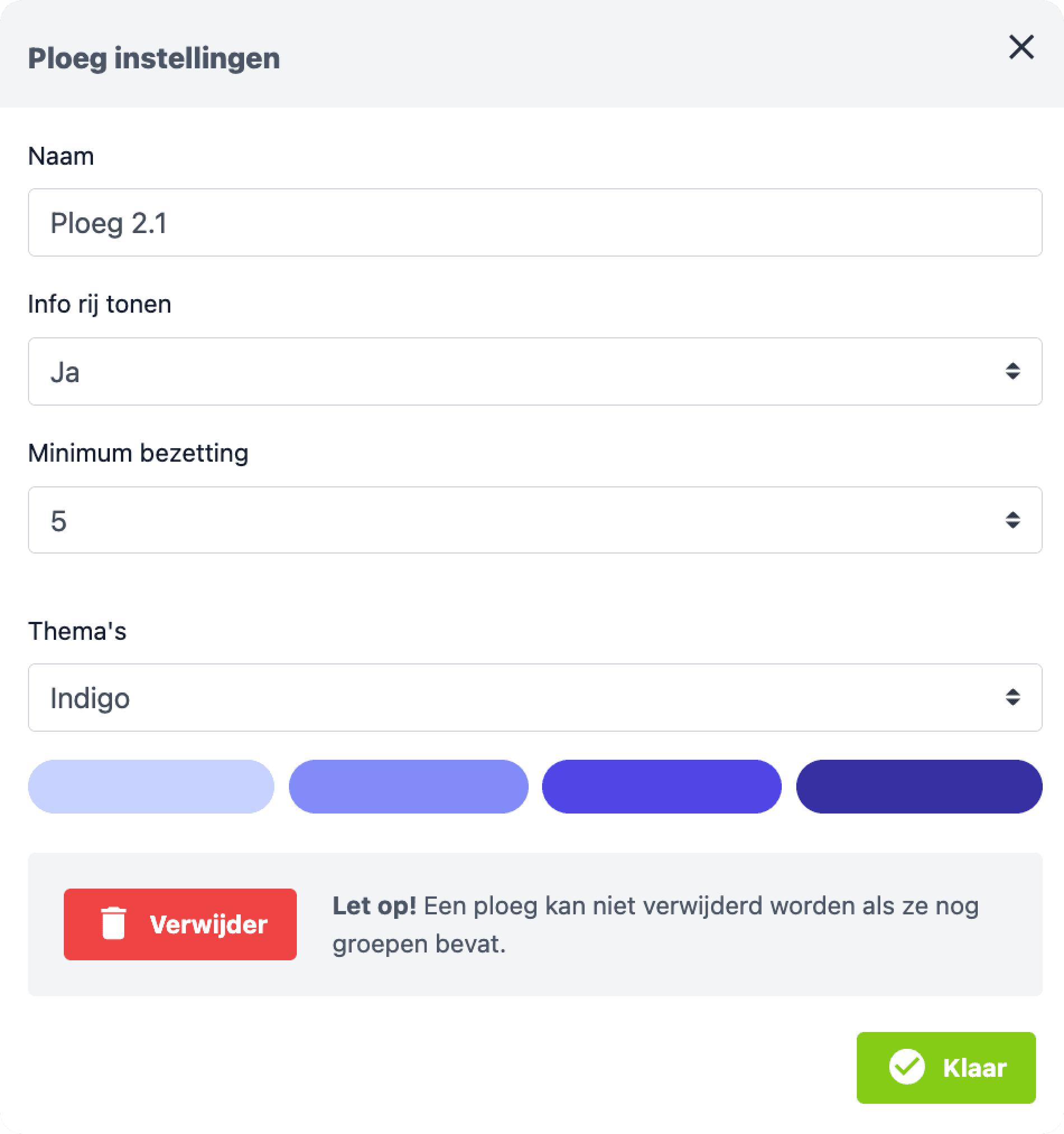 Formulier voor het toevoegen van een nieuwe ploeg