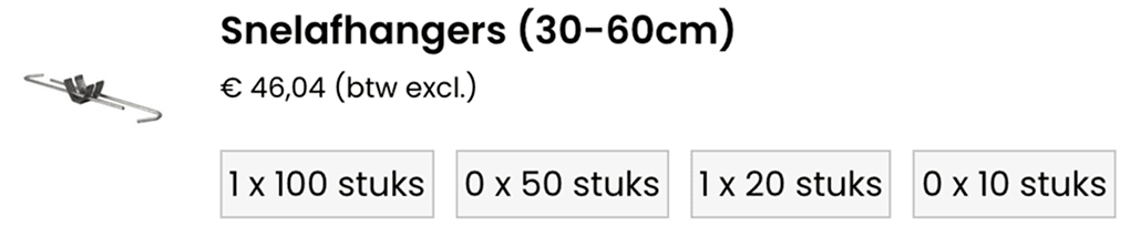 Snelafhangers met verschillende doosopties