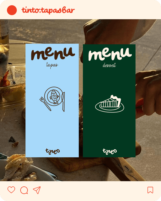 Instagram-post met voorkant van twee menukaarten.