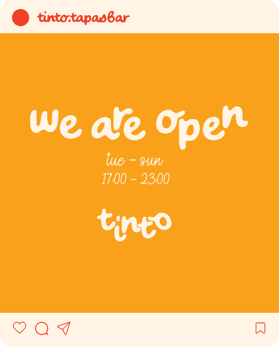 Instagram-post met de openingsuren op van tapasbar Tinto.