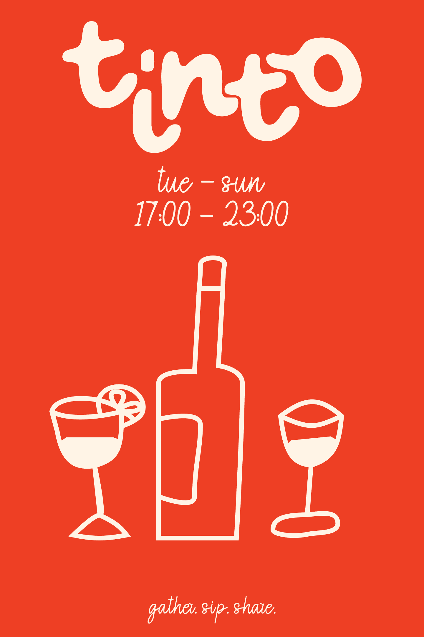 Een poster van Tinto met de openingsuren op.