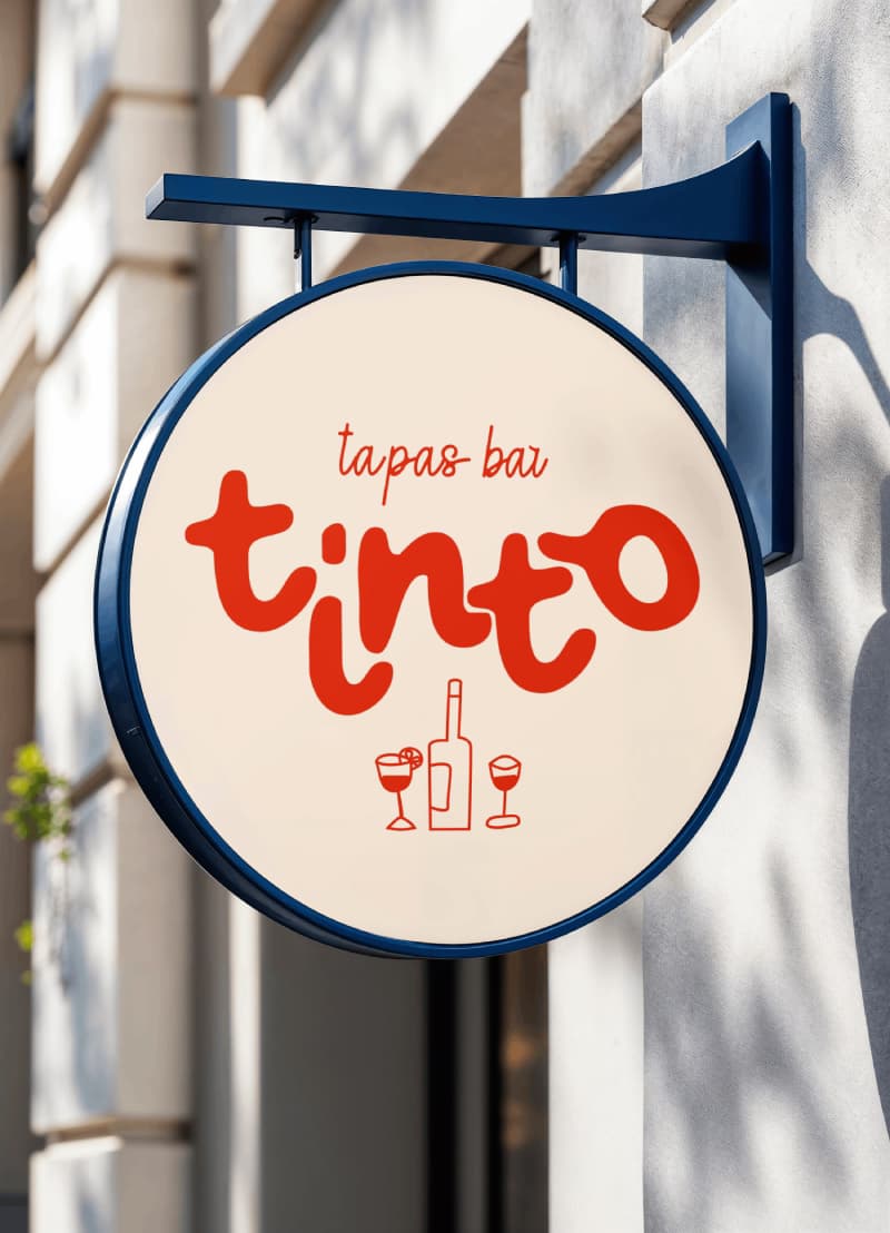 Het uithangbord van het restaurant Tinto